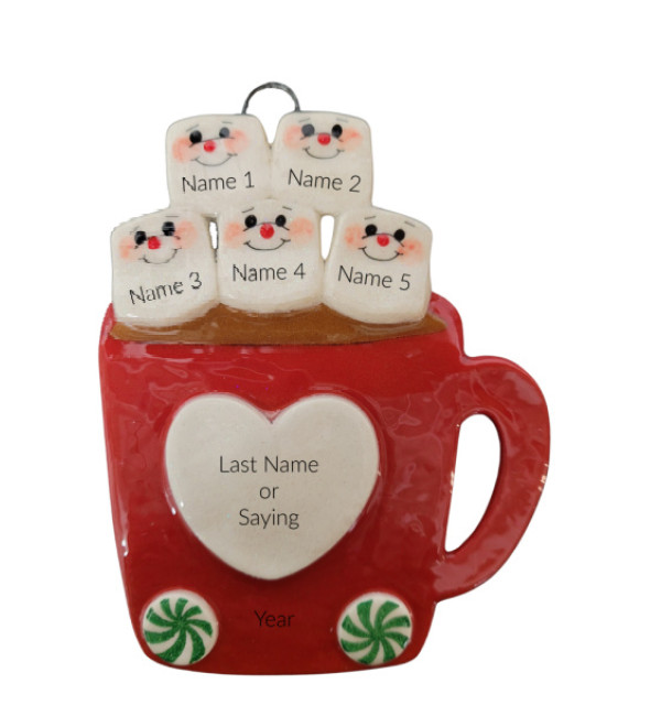 Cup of Love Family of 5 Ornament