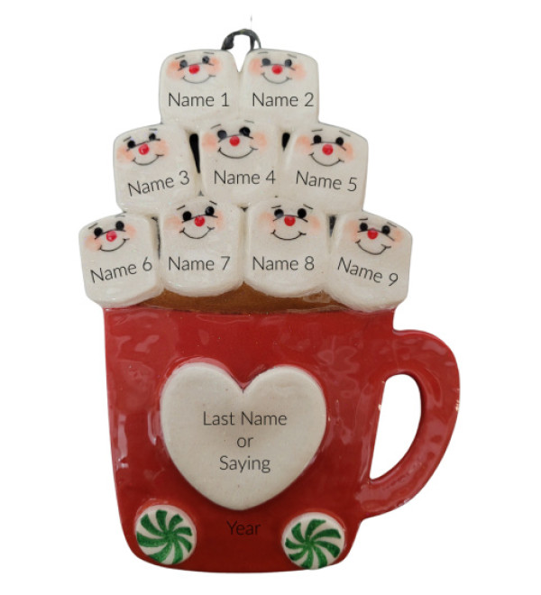 Cup of Love Family of 9 Ornament