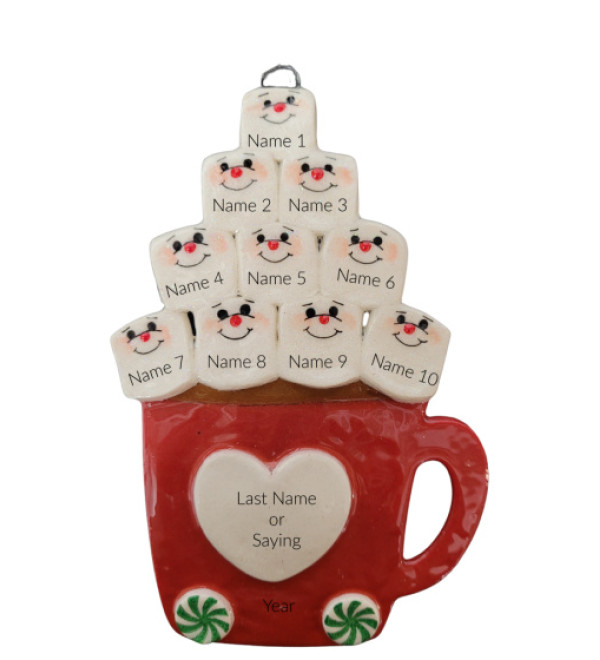 Cup of Love Family of 10 Ornament