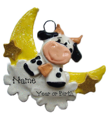 Cow & Moon Ornament