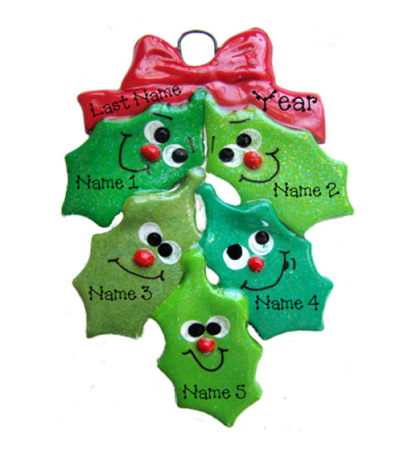 Holly Family of 5 Ornament 