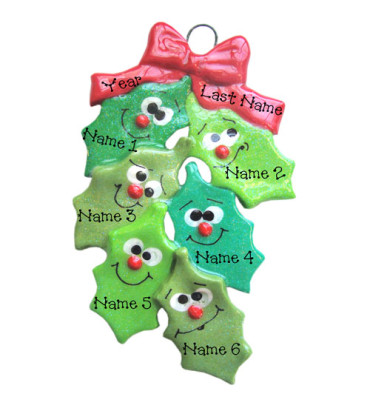 Holly Family of 6 Ornament 