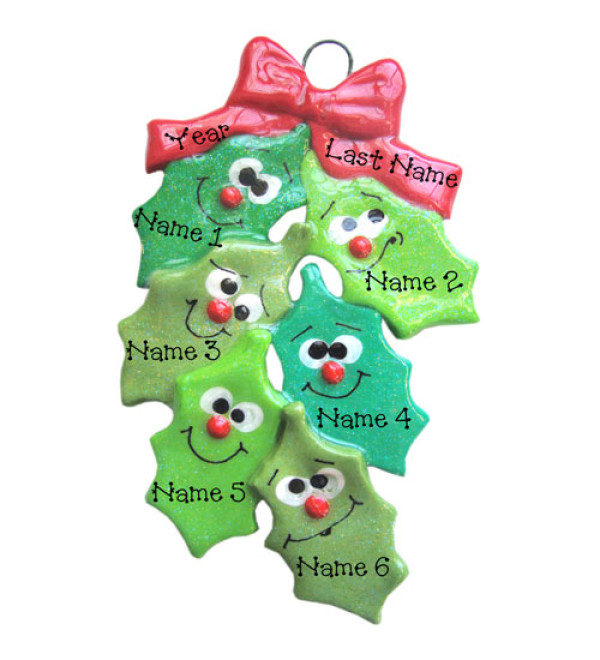 Holly Family of 6 Ornament 