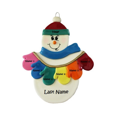 Mitten Snowman Family of 6 Ornament  Mitten Snowman Famil...