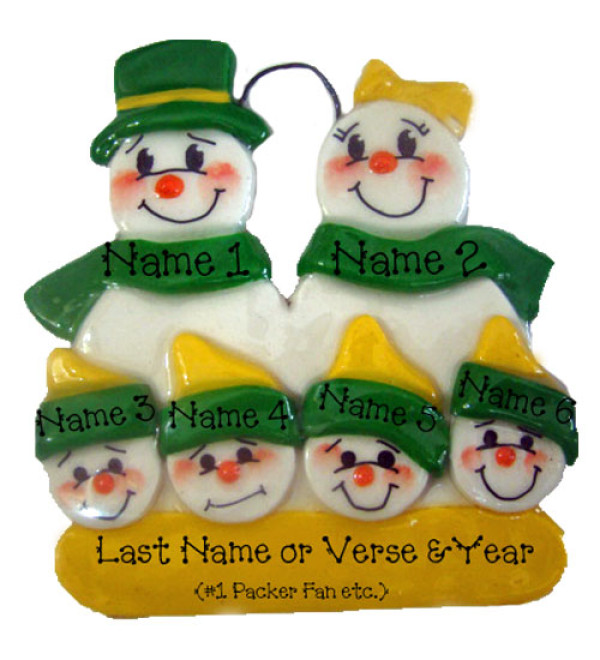 Snowman Packer Family of 6 Ornament 