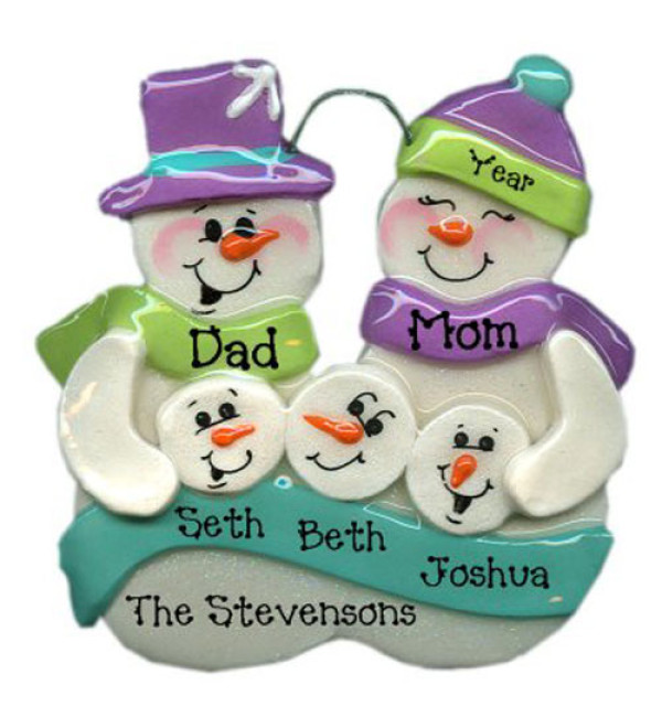Snowball Family of 5 ornament 