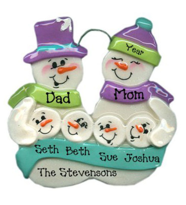 Snowball Family of 6 ornament 