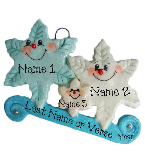 Snowflake  Family of 3 Ornament