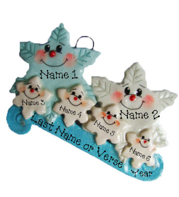 Snowflake  Family of 6 Ornament