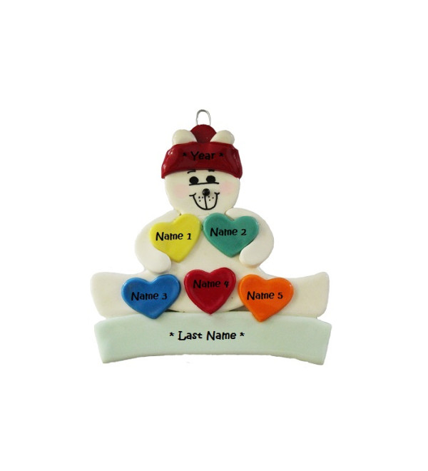 Bear Holding Hearts Family of 6 Ornament 