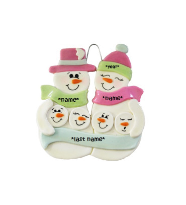 Pastel Snowball Family of 6 Ornament Pastel Snowball Fami...