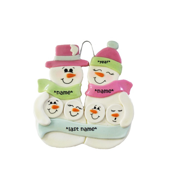 Pastel Snowball Family of 6 Ornament