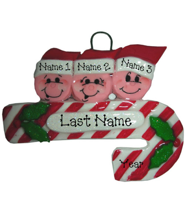 Candy Cane Family of 3 Ornament
