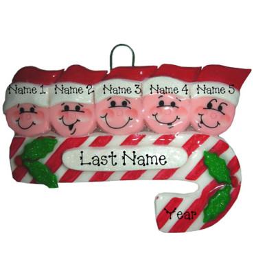 Candy Cane Family of 5 Ornament