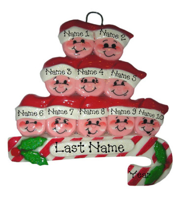 Candy Cane Family of 10 Ornament