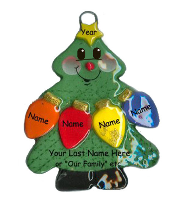 Tree Lights Family of 4 Ornament