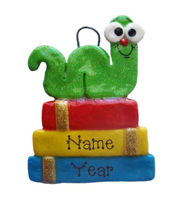 Bookworm Personalized Christmas Ornament