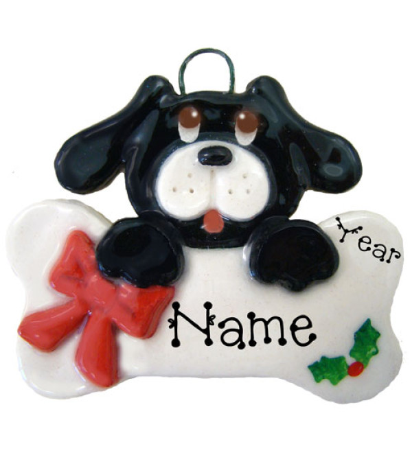 Black Dog Bone Ornament