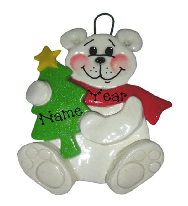 Polar Bear with Tree Ornamet