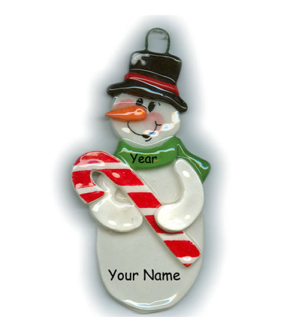 Candy Cane Snowman Ornament